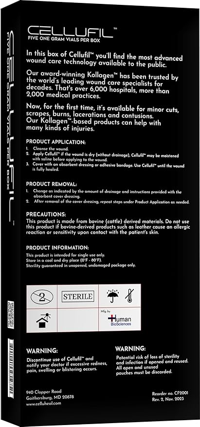 Cellufil® Collagen Particles for Advanced Wound Care – 100% Non-Hydrolyzed Bovine Collagen for Tissue Regeneration, First Aid & Minor Bleeding, 10 Vials