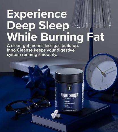 Night Shred Fat Burner and Natural Sleep Support | Ashwaganda, 5-HTP, CLA, Melatonin | Appetite Suppressant | Weight Loss Support Nighttime Fat Burning (60 Vegetarian Capsules)