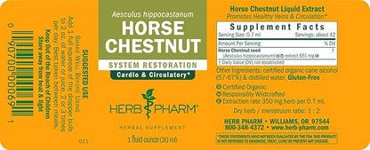 Herb Pharm Liquid Extract for Healthy Veins and Circulation, Horse Chestnut, 1 Fl Oz (Pack of 2)