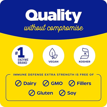 Enzymedica, Immune Defense, Extra Strength, Proteolytic Enzymes for 2X Immune & Respiratory Support, 90 Count