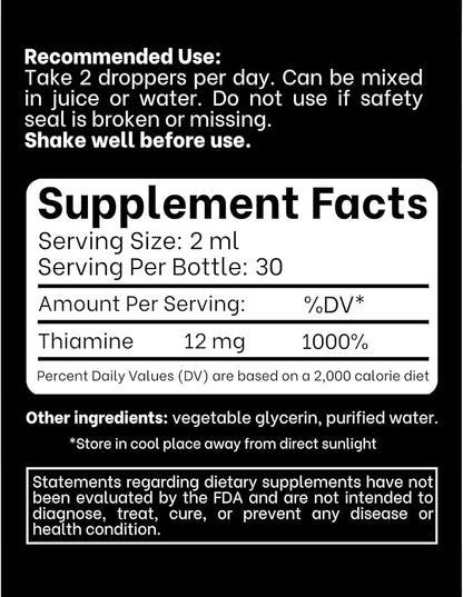 Vitamin B1 Thiamine Mononitrate - Liquid Drops Supplement (2 FL OZ)