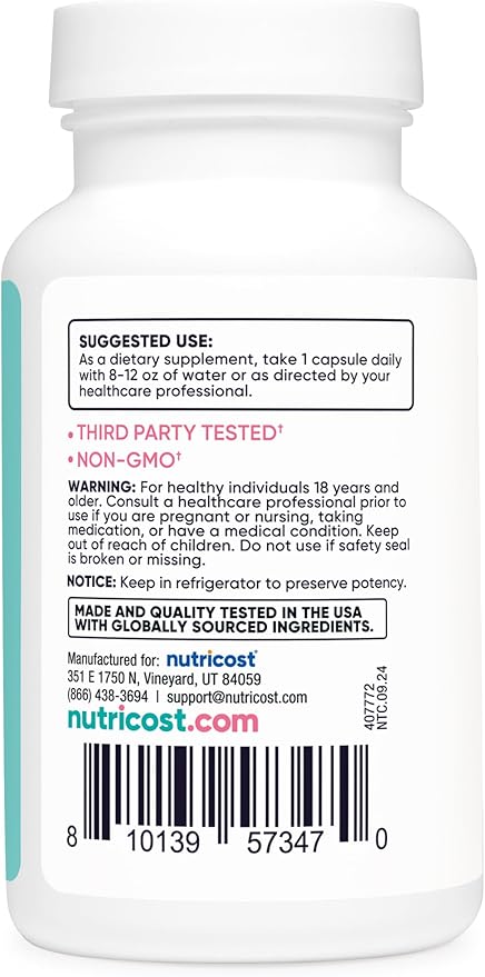 Nutricost Probiotic for Women 10 Billion CFU, 120 Capsules - Complex with Acacia Fiber, Uva Ursi & Cranberry Extract, Non-GMO & Gluten Free