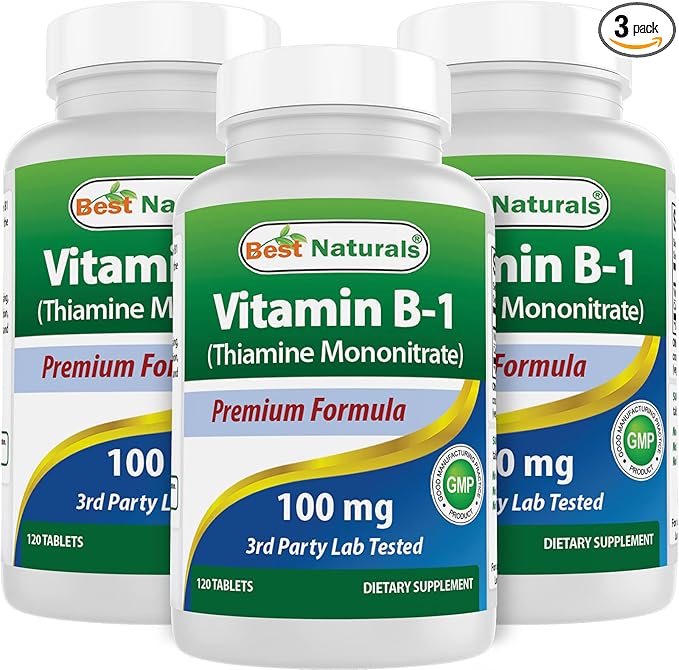Best Naturals Vitamin B1 as Thiamine Mononitrate 100 mg Tablets (120 Count (Pack of 3))