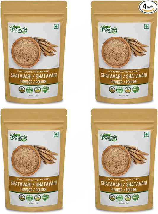 Organic Shatavari Powder for Wellness - 8oz (227g) - Pack of 4