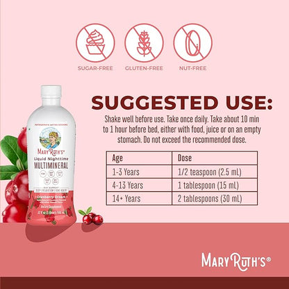 MaryRuth's Liquid Morning Multivitamin (Fruit Punch) & Liquid Nighttime Multimineral (Cranberry) | Clean Label Project Verified® | Vegan Vitamins for Energy, Muscle Relaxation, & Overall Health