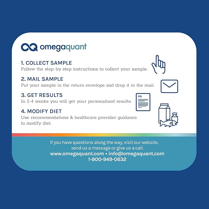 Omega Quant Omega-3 Index Plus Test Kit - Measures Blood Levels of Omega-3, Trans Fats, and Omega-6:Omega-3 Ratios | The Original Omega-3 Blood Test Home Kit