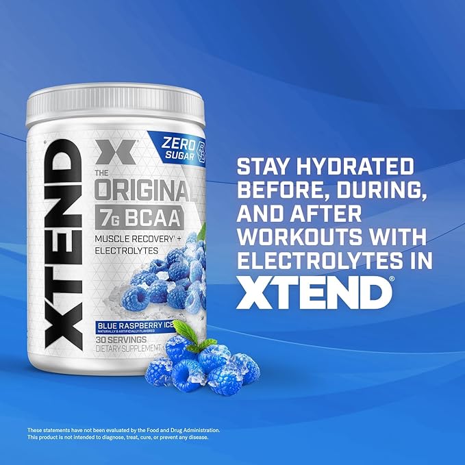 XTEND Original BCAA Powder 7g BCAA and 2.5g L-Glutamine, Sugar Free Post Workout Muscle Recovery Drink with Amino Acids for Men & Women, 30 Servings