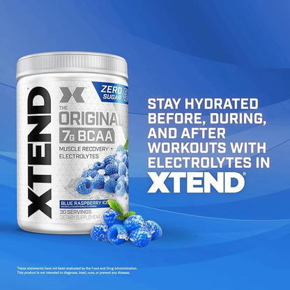 XTEND Original BCAA Powder 7g BCAA and 2.5g L-Glutamine, Sugar Free Post Workout Muscle Recovery Drink with Amino Acids for Men & Women, 30 Servings