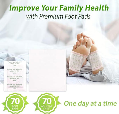 Natural Bamboo Charcoal Foot Pads: 70 Pack Wormwood Sleep Aid and Stress Relief Foot Pads for Men and Women (70 Count)