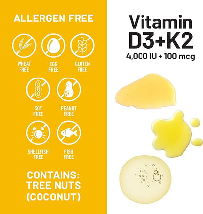 NatureWise Vitamin D3 4000IU + K2 (MK7) 100mcg with Organic Extra Virgin Coconut Oil - Supports Calcium Absorption, Bone & Immune Health - Non-GMO, Soy & Gluten-Free - 30 Softgels[1-Month Supply]