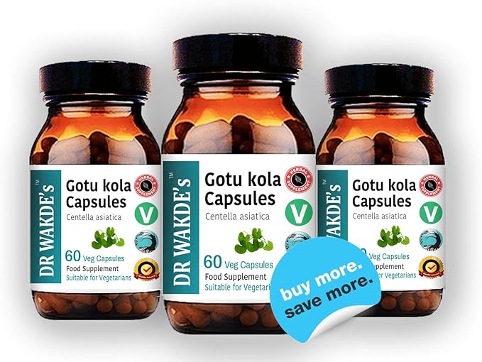 DR WAKDE'S Gotu kola Capsules (Mandukparni, Centella asciatia, 60 Veg Caps, Plant-Based Supplement, Ayurvedic Herb, All Natural, Vegan)