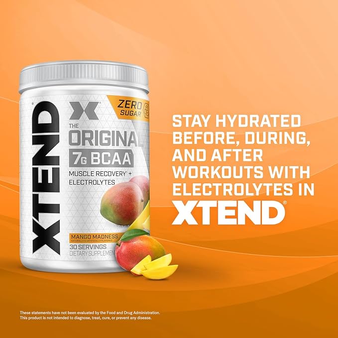 XTEND Original BCAA Powder 7g BCAA and 2.5g L-Glutamine, Sugar Free Post Workout Muscle Recovery Drink with Amino Acids for Men & Women, 30 Servings