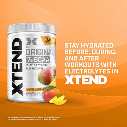 XTEND Original BCAA Powder 7g BCAA and 2.5g L-Glutamine, Sugar Free Post Workout Muscle Recovery Drink with Amino Acids for Men & Women, 30 Servings