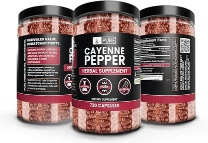 PURE ORIGINAL INGREDIENTS Cayenne Pepper (730 Capsules) No Magnesium Or Rice Fillers, Pure, Lab Verified