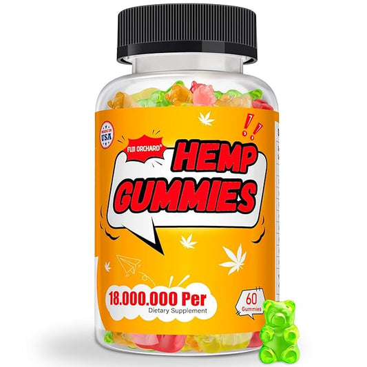 FUJI ORCHARD 18000mg Hemp Gummies High Potency - Hemp Gummies for Deep Bedtimes & Relaxation - Gominolas de aceite de Marihuana Natural para adultos - Sin Gluten y veganas - 60 unidades