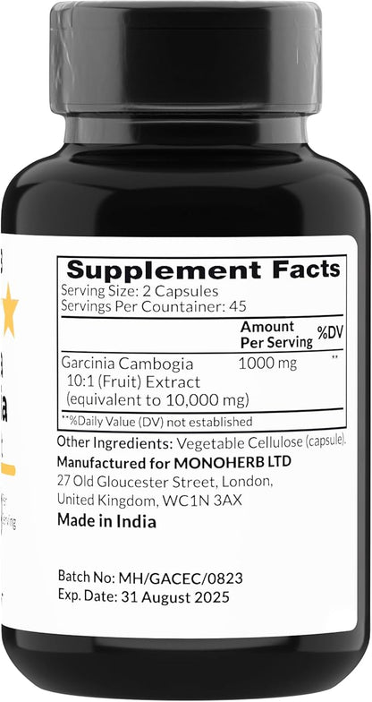 Garcinia Cambogia 1000 mg - 90 Veg Capsules - High Potency 10:1 Extract