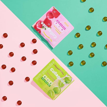 Collagelee Collagen Gummies - Marine Collagen Supplements with Vitamin C, Hyaluronic Acid, & Biotin for Moisturized, Youthful, Plump Skin - Korean Skincare (Strawberry)