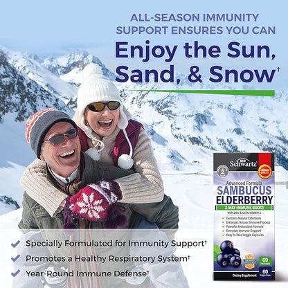 Advanced Strength Pre and Probiotics Supplement with Digestive Enzymes (2 Month Supply) Plus Elderberry with Zinc and Vitamin C for Adults Immune Support (2 Month Supply)