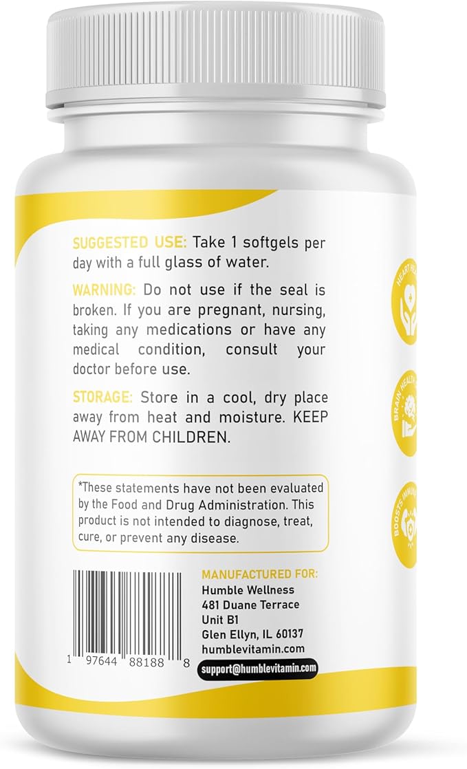 Humble Ultra Omega - High Strength Fish Oil Supplement | Double Concentration DHA & EPA