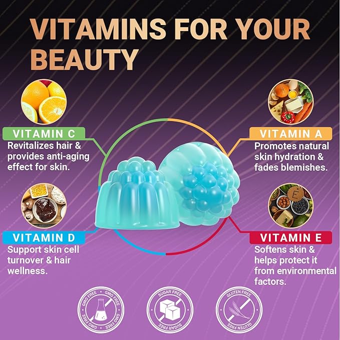 Sugar Free Biotin Gummies, Biotin Collagen Gummy with Keratin for Hair Skin Nails, Biotin Supplement for Women & Men
