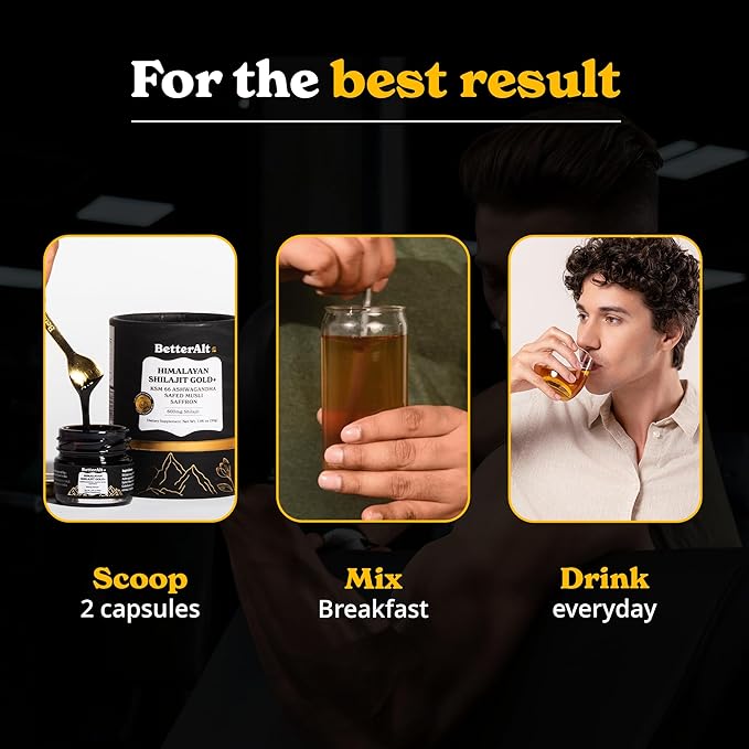 Pure Himalayan Shilajit Gold+ (Pack of 2) 60 gm| Enhances Recovery & Boosts Strength| 16,000 ft Sourced Blend with Ashwagandha, Safed Musli, Gokshura| Vegan & Lab Tested -600mg