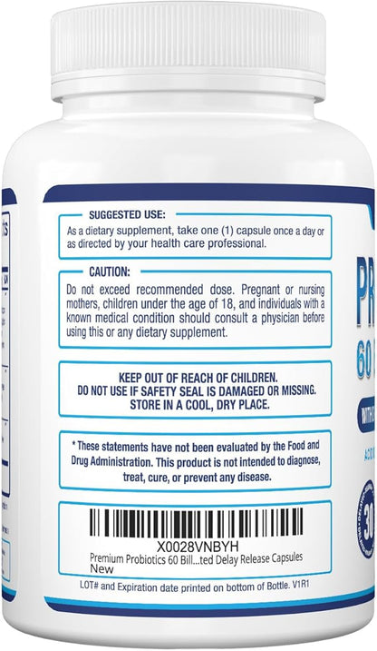 Purely Optimal Premium Probiotics 60 Billion CFU w/Organic Prebiotics & Digestive Enzymes