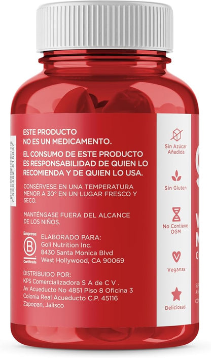 Goli Apple Cider Vinegar Gummy Vitamins - 60 Count - Vitamin B12, Gelatin-Free, Gluten-Free, Vegan & Non-GMO