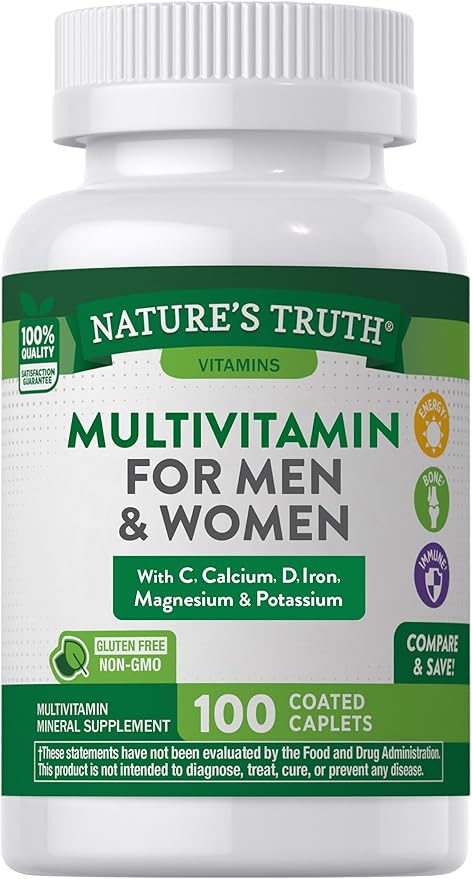 Nature's Truth Adult ABC Complete Multivitamin for Men and Women | 100 Caplets | Non-GMO & Gluten Free