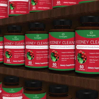 Premium Kidney Cleanse Supplement – Powerful Kidney Support Formula with Cranberry Extract Helps Support Healthy Kidneys & Urinary Tract Support– 60 Vegetarian Capsules