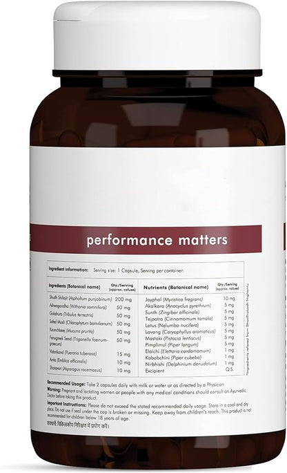 Pure Himalayan Shilajit Ashwagandha, Gokshura, Safed Musli & Kesar Capsules | 20 Natural Herbs | 60 Tablets