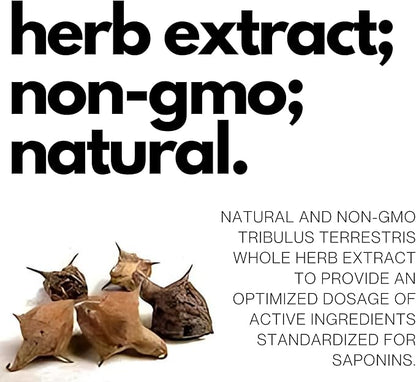 Tribulus Terrestris 750mg - Concentrated Natural Whole Plant Extract - 120 Capsules