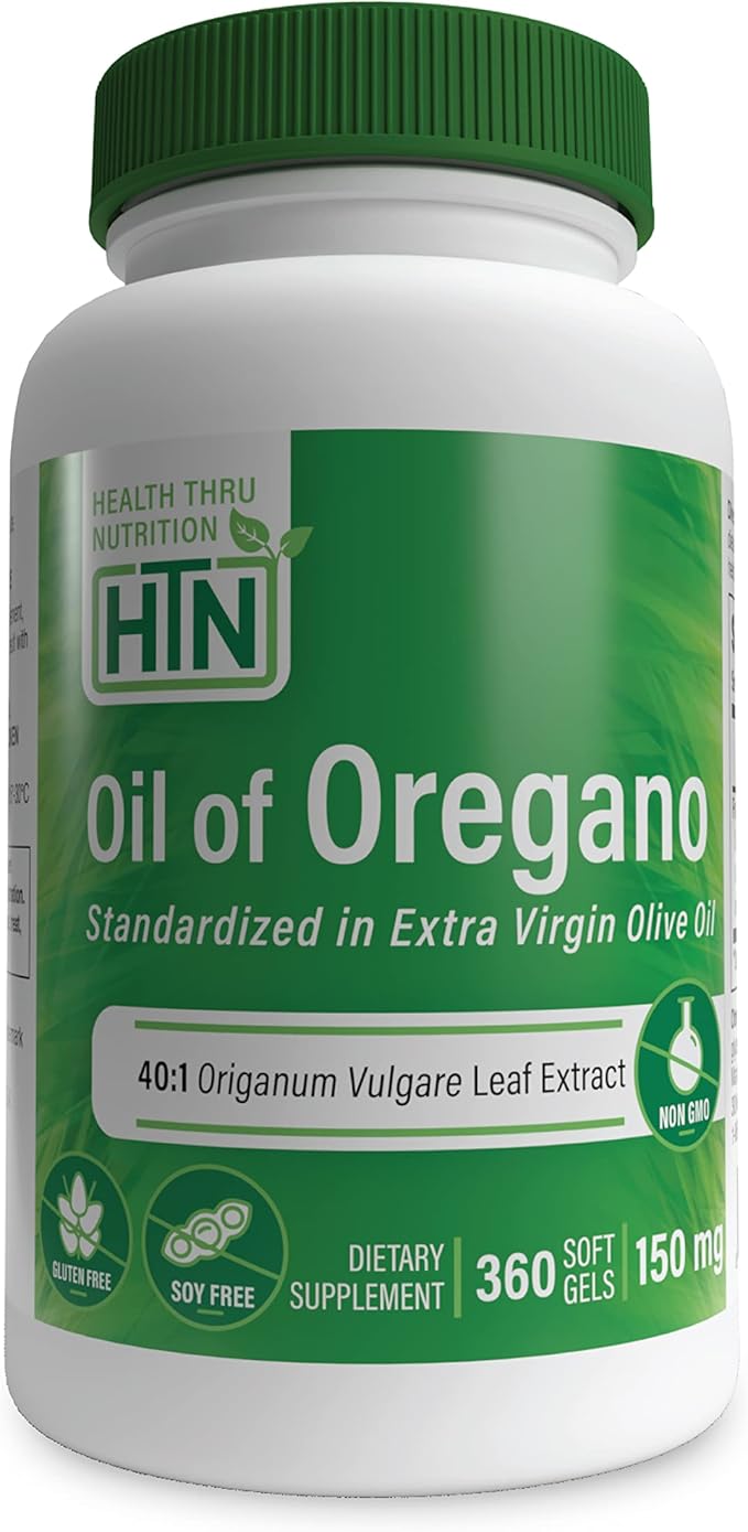 Health Thru Nutrition Oil of Oregano 360 Mini-Softgels | Wild Harvested | European 40:1 Origanum Vulgare Equivalent to 600mg Oregano in Extra Virgin Olive Oil | Non-GMO Gluten Free (Pack of 360)