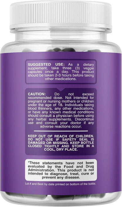 Phytoral Activated Charcoal Pills Detox & Cleanse - Purifying Coconut Capsules with 1200 mg Per Serving for Bloating Relief - Active Detoxification Supplement for Body & Gut Health - 90 Count x3 Pack