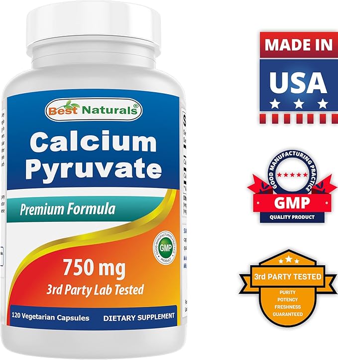 Calcium Pyruvate 750 mg 120 Capsules by Best Naturals (Pack of 3)