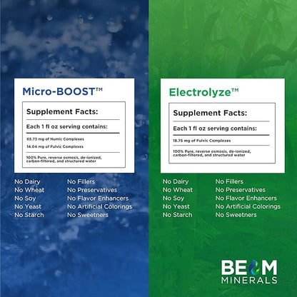 Beam Minerals Micro-Boost Humic Mineral Blend | Plant-Based Multi Minerals Supplement & Electrolytes Liquid | Micronutrients Supplements | Deficiency Support | Pure Natural Antioxidant | Keto Friendly