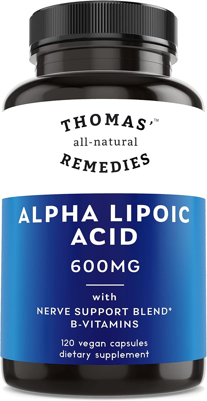 Thomas' all-natural Remedies Alpha Lipoic Acid 600mg, 120 Capsules with B-Vitamins, Vegan, No fillers