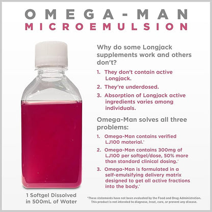 Omega-Man 300mg LJ100 – Elevates Free Testosterone with Enhanced Absorption - 30 Softgels