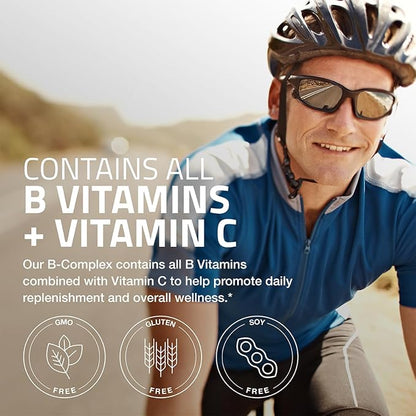 Bronson Vitamin B Complex with Vitamin C - Immune Health, Energy Support & Nervous System Support - Non-GMO, 120 Vegetarian Capsules