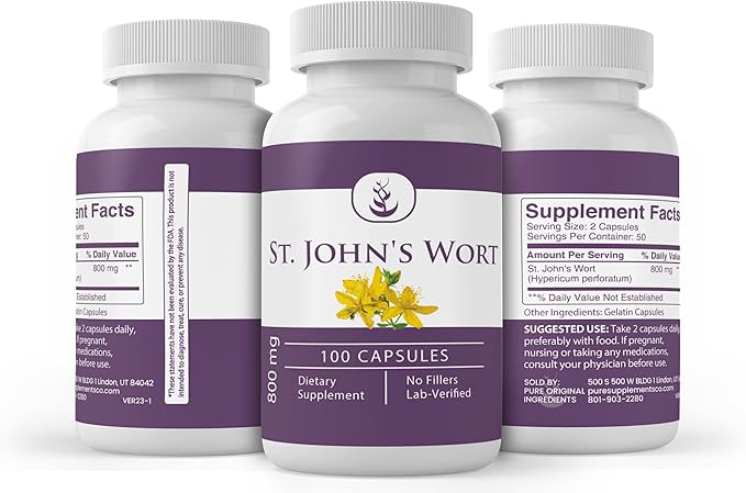 PURE ORIGINAL INGREDIENTS St. John's Wort, (100 Capsules) Always Pure, No Additives Or Fillers, Lab Verified
