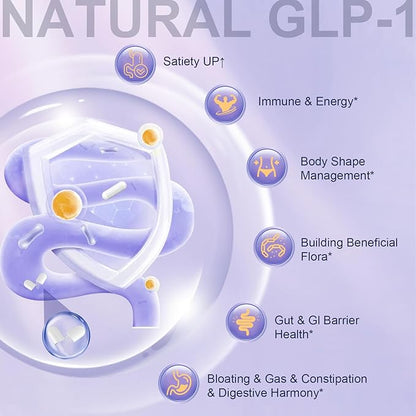 13 in 1 GLP-1 Natural Support, GLP-1 Supplement with Akkermansia Probiotic, Berberine HCI, Garcinia Cambogia, Apple Cider Vinegar, Green Tea Extract, 120 Capsules