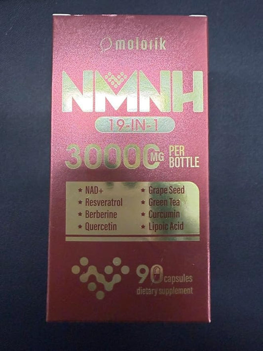 19 in 1 NMNH (Dihydronicotinamide Mononucleotide) 1000mg Per Serving, NAD Supplement to Boost NAD+ Levels NAD Resveratrol Supplement with Quercetin, Berberine for Anti Aging, Energy, 90 Capsules-074