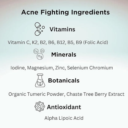 Clear Skin Acne Vitamin System | 20 Antioxidants, Botanicals & Minerals | 60 Count Pack of 4
