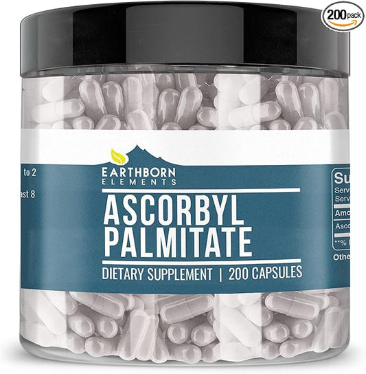 Earthborn Elements Ascorbyl Palmitate 200 Capsules, Pure & Undiluted, No Additives