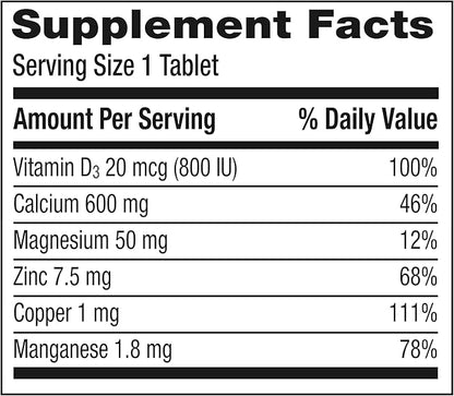 Caltrate 600 Plus D3 Plus Minerals Calcium and Vitamin D Supplement Tablets, Bone Health and Mineral Supplement for Adults - 120 Count (Packaging may vary)