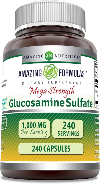 Amazing Formulas Glucosamine Sulfate 1000 mg Capsules Supplement | Non-GMO | Gluten Free | Made in USA (240 Count)