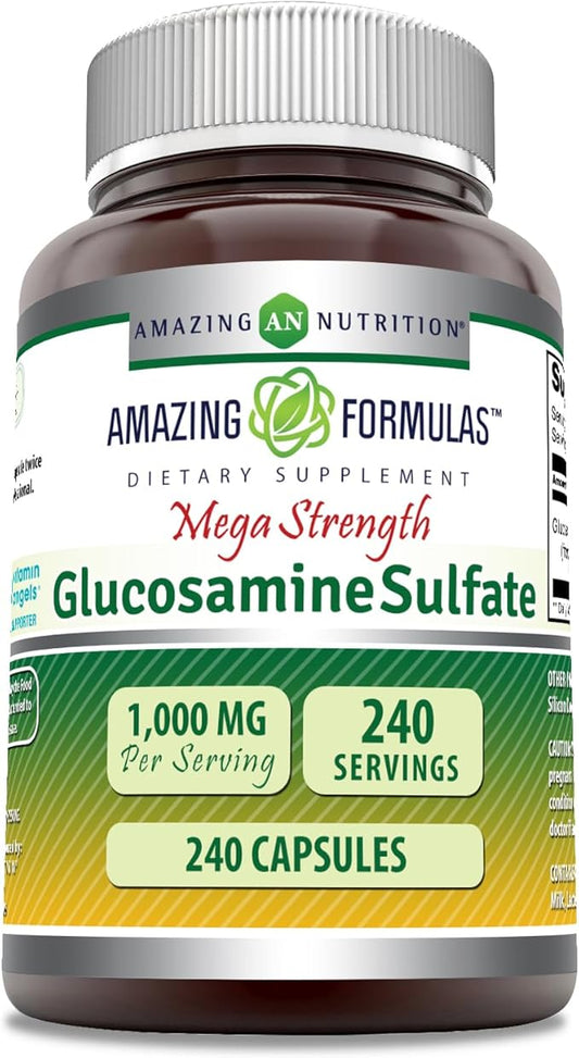 Amazing Formulas Glucosamine Sulfate 1000 mg Capsules Supplement | Non-GMO | Gluten Free | Made in USA (240 Count)