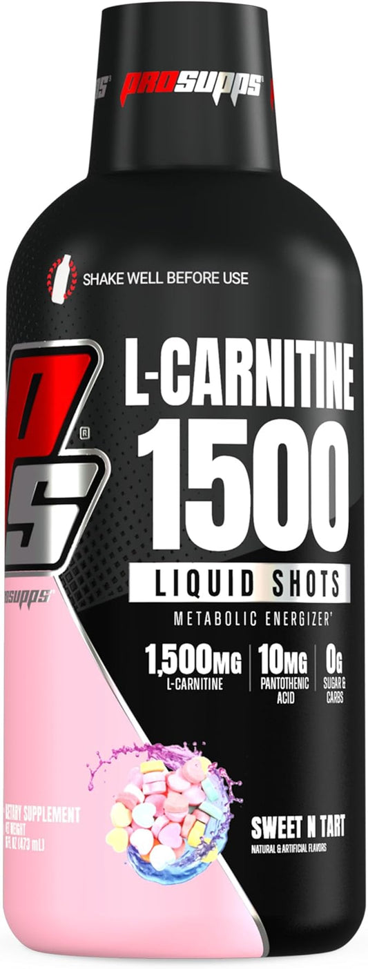 PROSUPPS L-Carnitine Liquid 1500, Stimulant-Free Liquid Shots for Men & Women - Clean Workout Drink for Energy, Performance & Muscle Recovery - No Sugar, No Carbs - 31 Servings, Sweet N-Tart