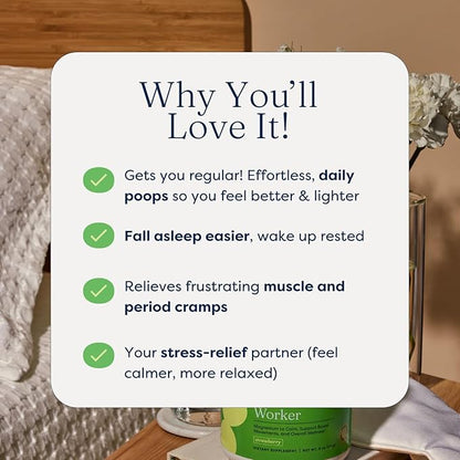 The Miracle Worker Magnesium Glycinate Powder for Sleep - Chelated Magnesium Drink Powder Supplement Helps Reduce Stress & Regularity While Easing Muscle Cramps with Strawberry Flavor - 30 Servings