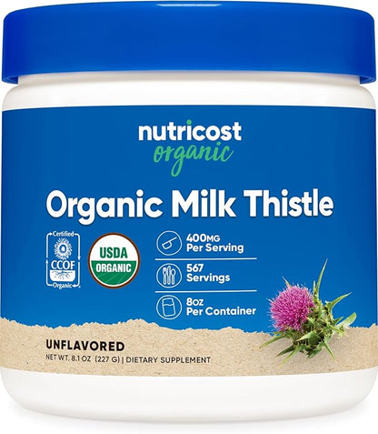 Nutricost Organic Milk Thistle (Silybum Marianum) 8 oz per Container (Unflavored) - Non-GMO, Gluten-Free