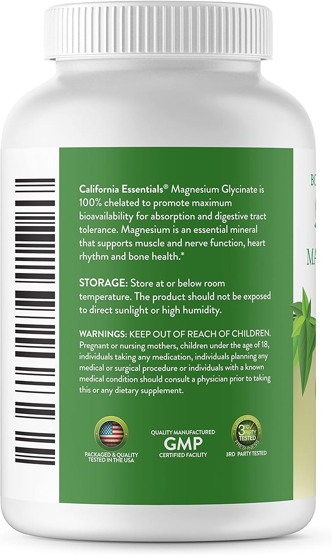 Magnesium Glycinate 400 - Chelated, High Absorption Magnesium for - Vegan, Non-GMO, Gluten-Free 120 Tablets (Servings 60, Serving Size (2) 200mg Tablets)
